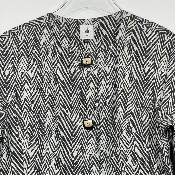 CAbi Zigzag Ponte Knit Jacket Grey/White Size Medium - Picture 3 of 10
